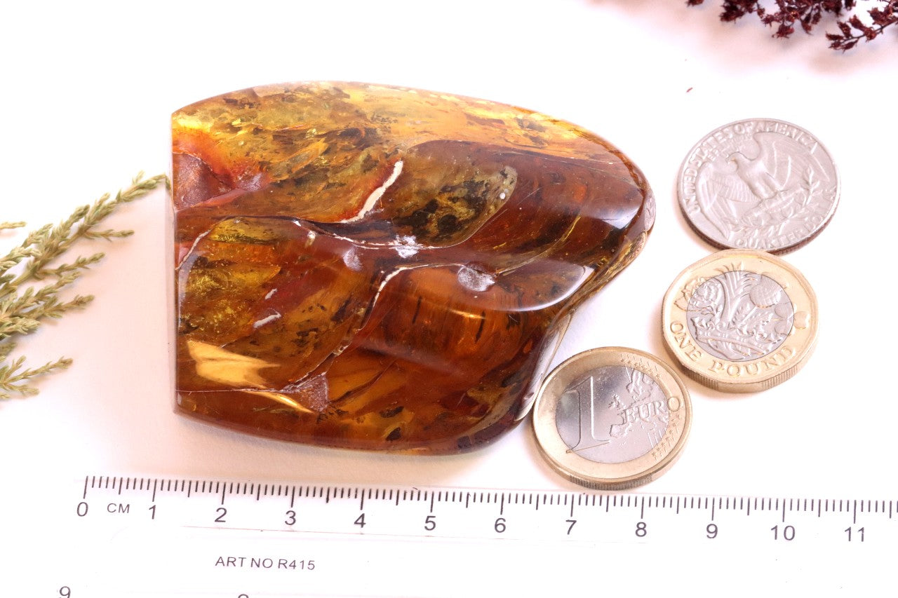Large 66g Baltic Amber Gem Unique Free-Standing Fossil Resin