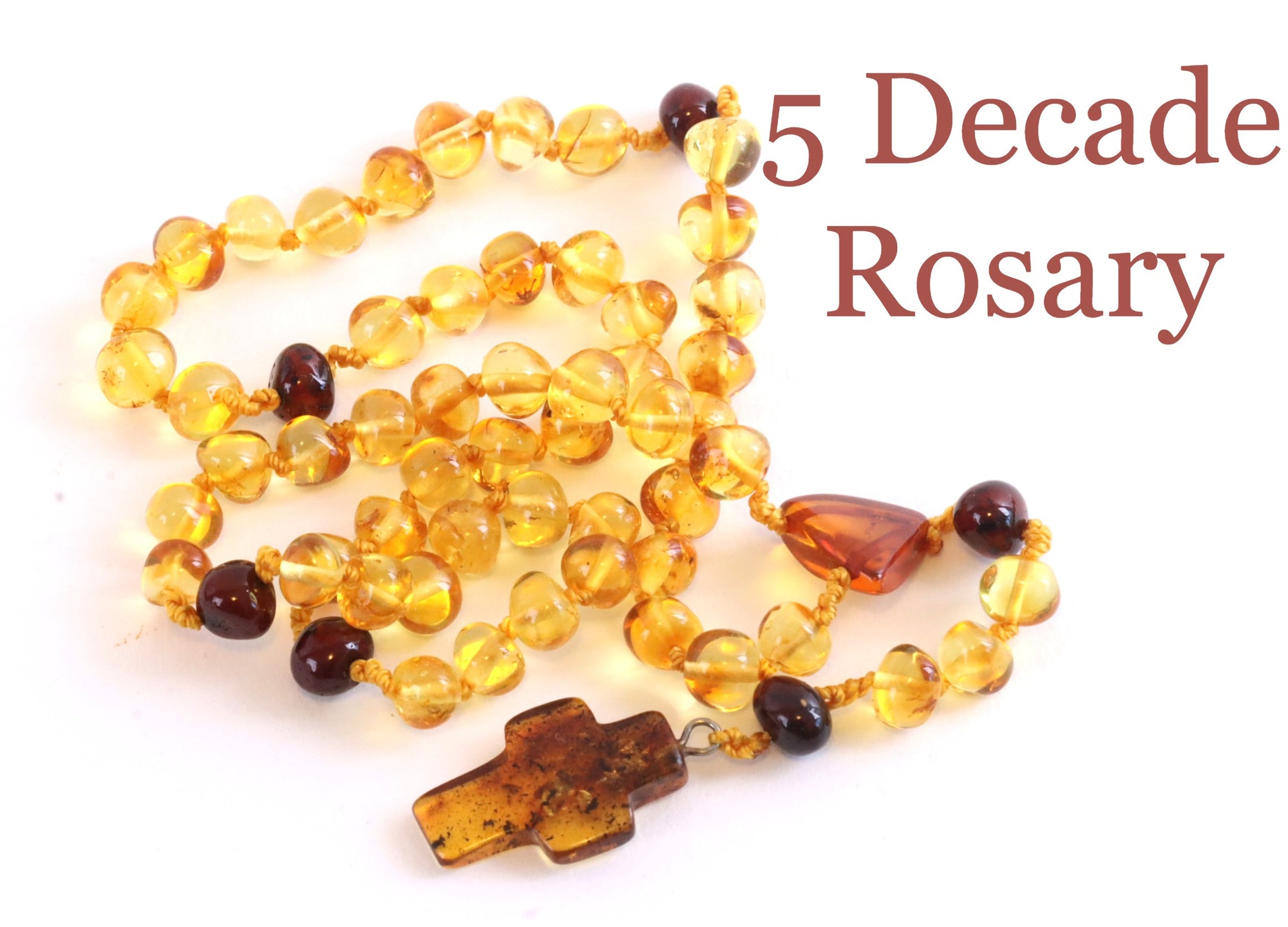 Natural Baltic Amber Beads 5 Decade Rosary.