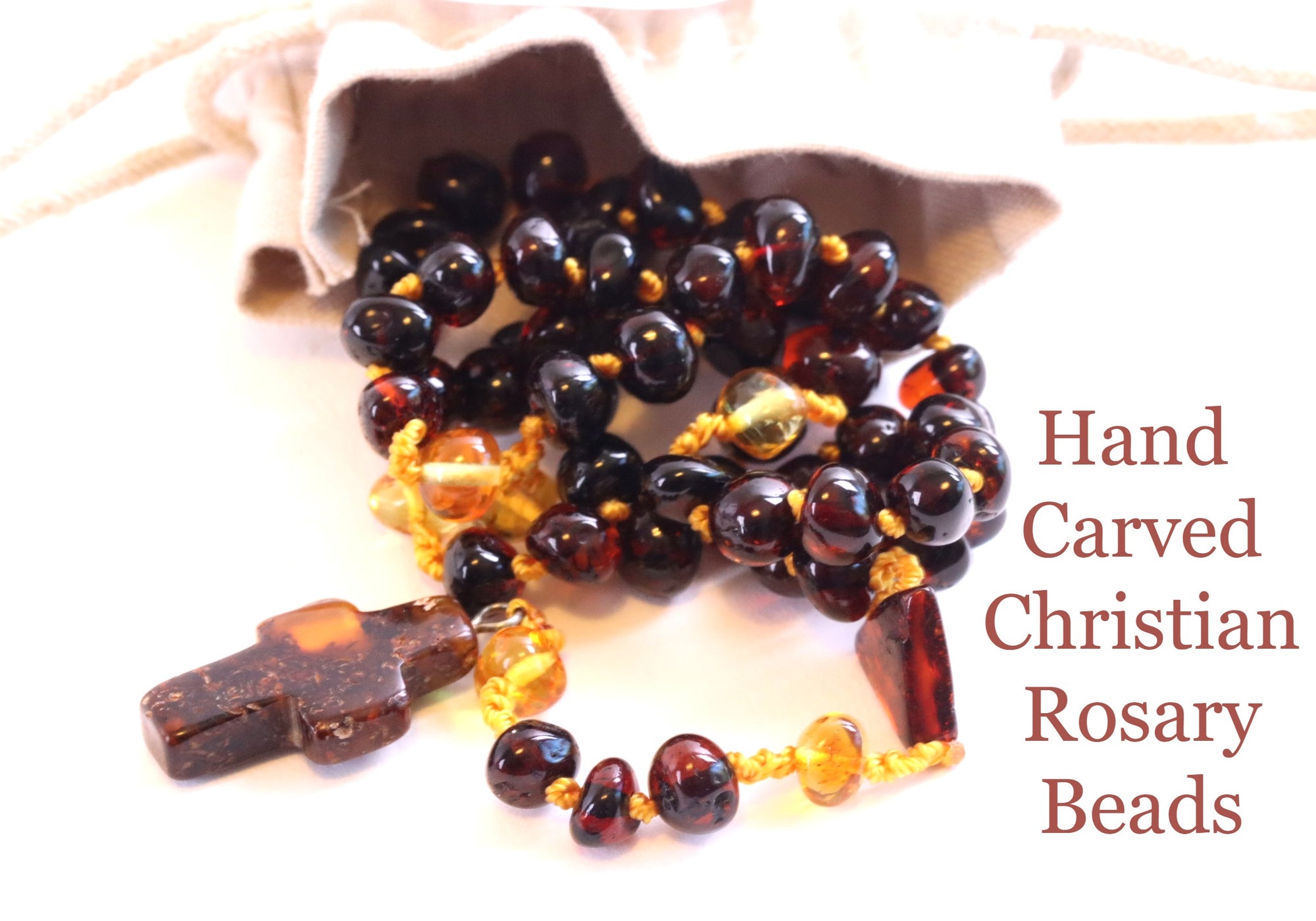 Hand Carved Christian Rosary Beads