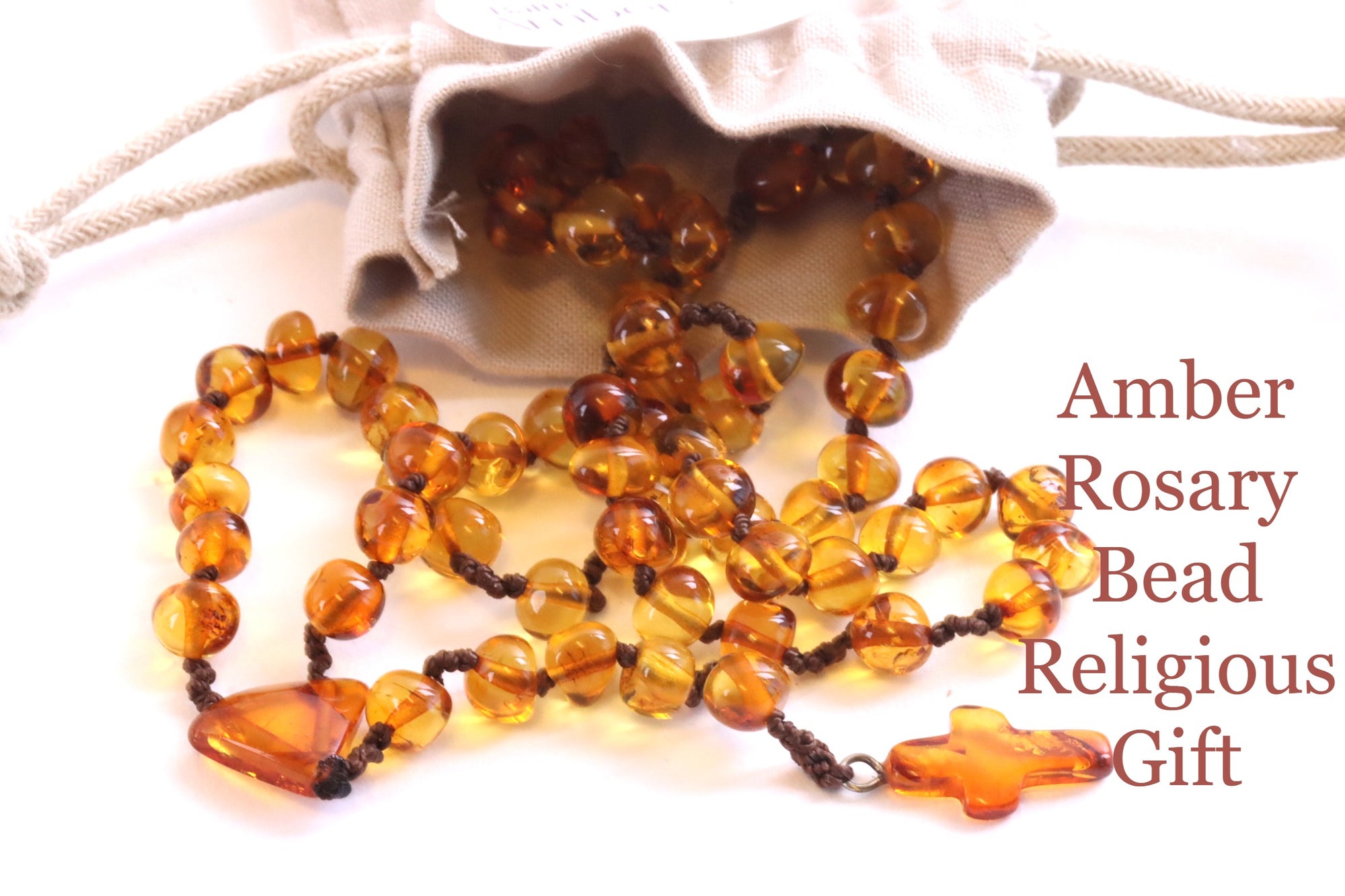 Amber Rosary Bead Religious Gift