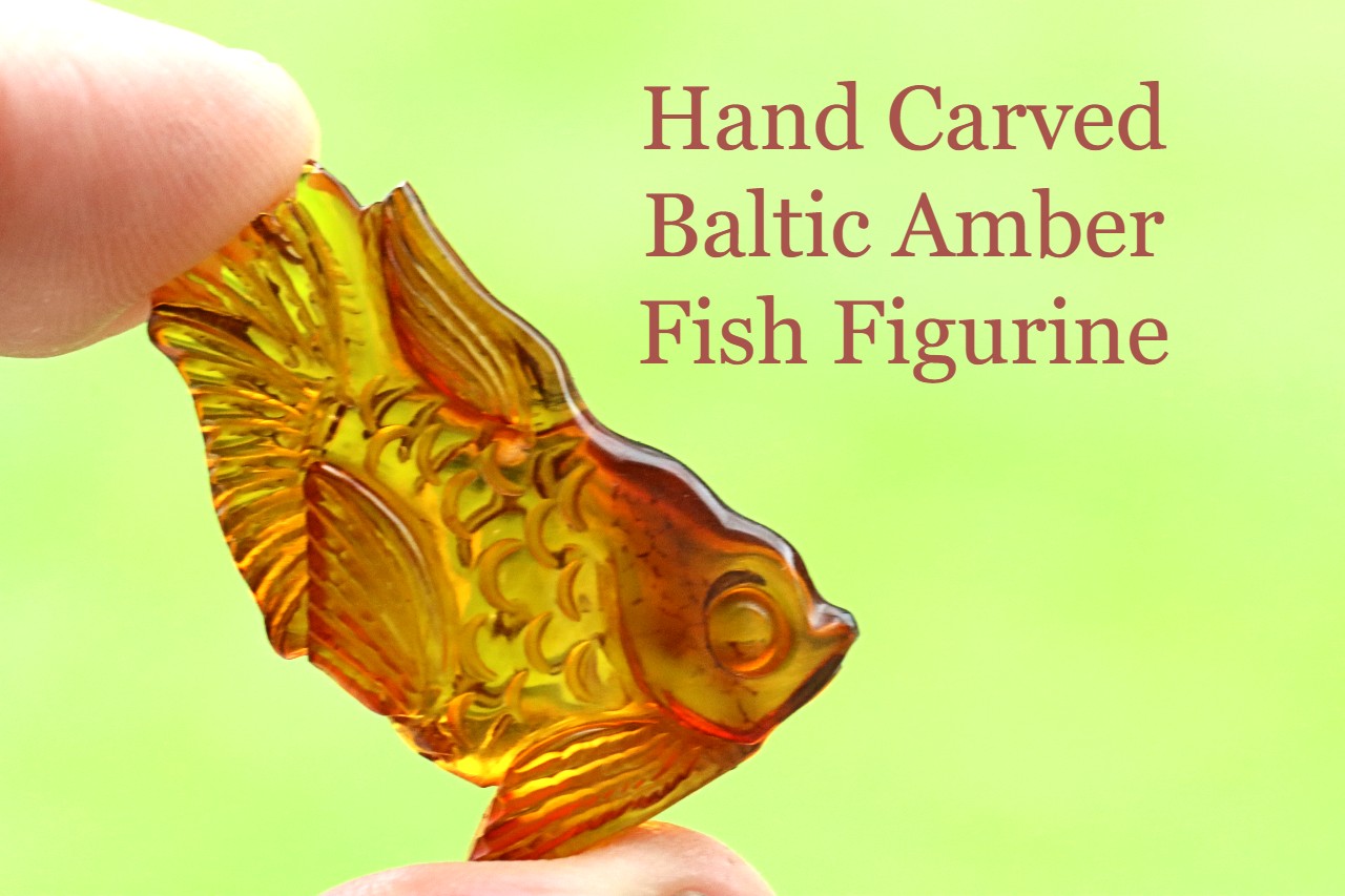 Hand Carved Baltic Amber Fish Figurine