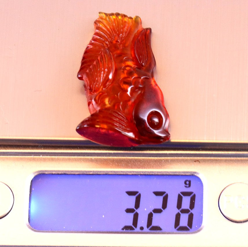 Hand Carved Baltic Amber Fish Figurine