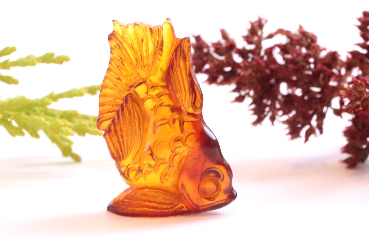 Hand Carved Baltic Amber Fish Figurine