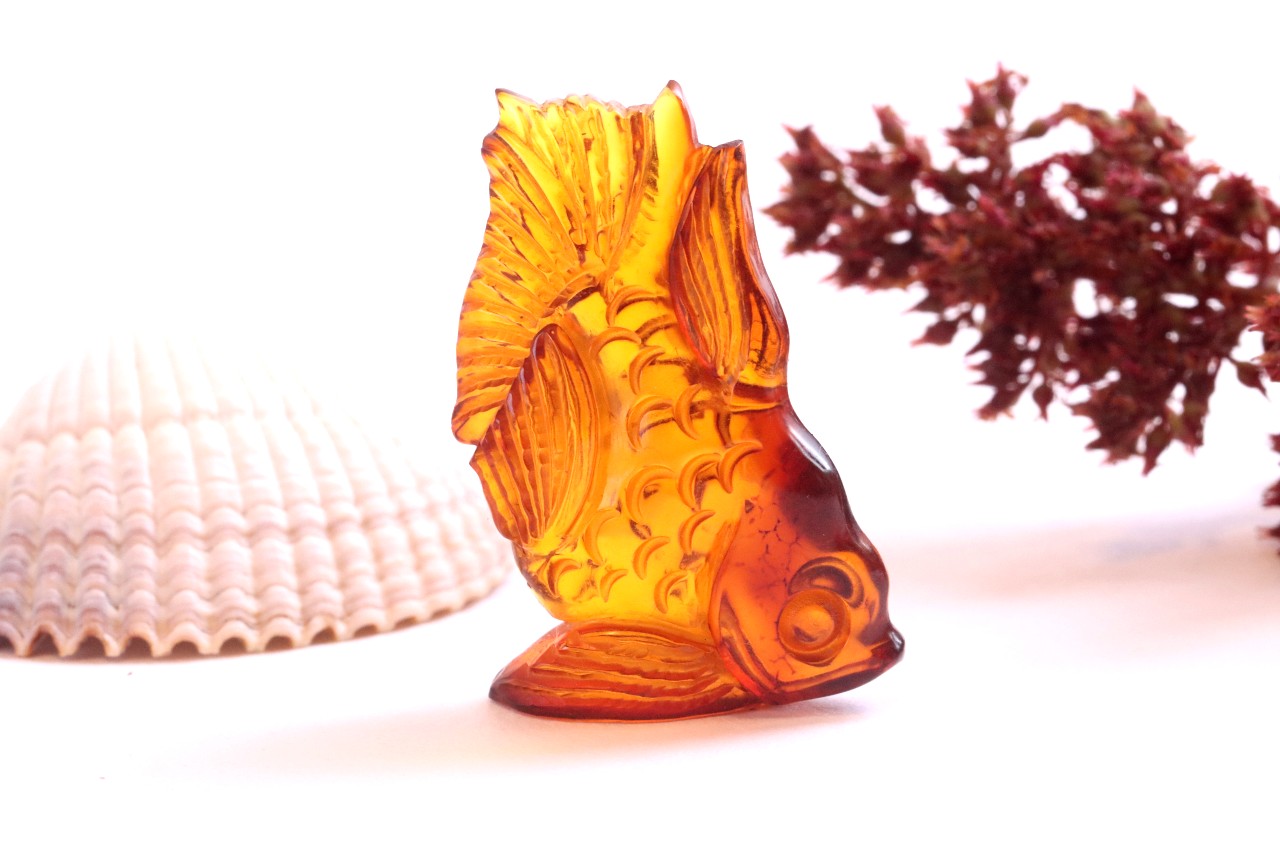 Hand Carved Baltic Amber Fish Figurine
