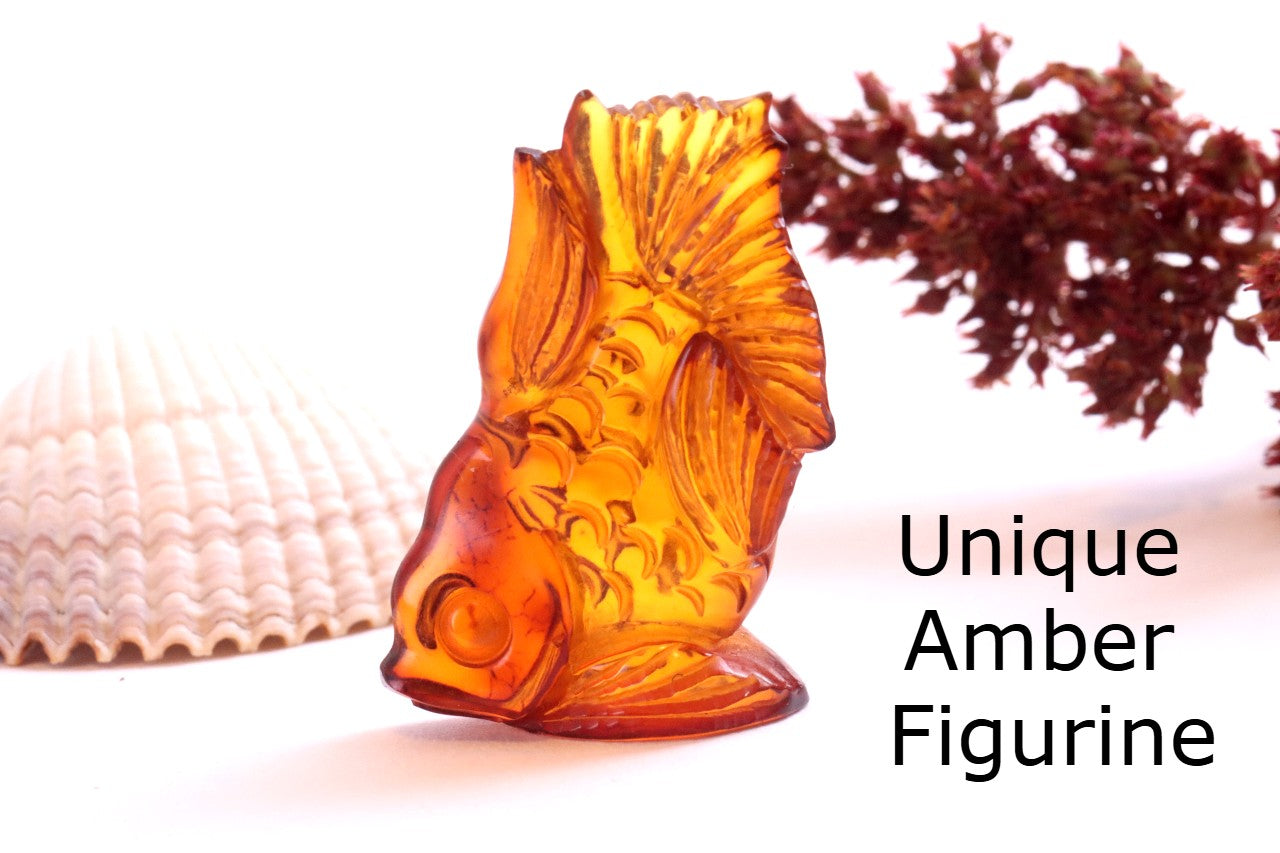Hand Carved Baltic Amber Fish Figurine