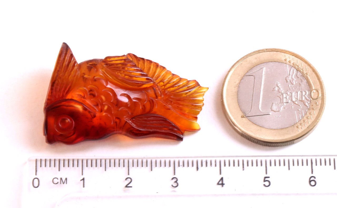 Hand Carved Baltic Amber Fish Figurine
