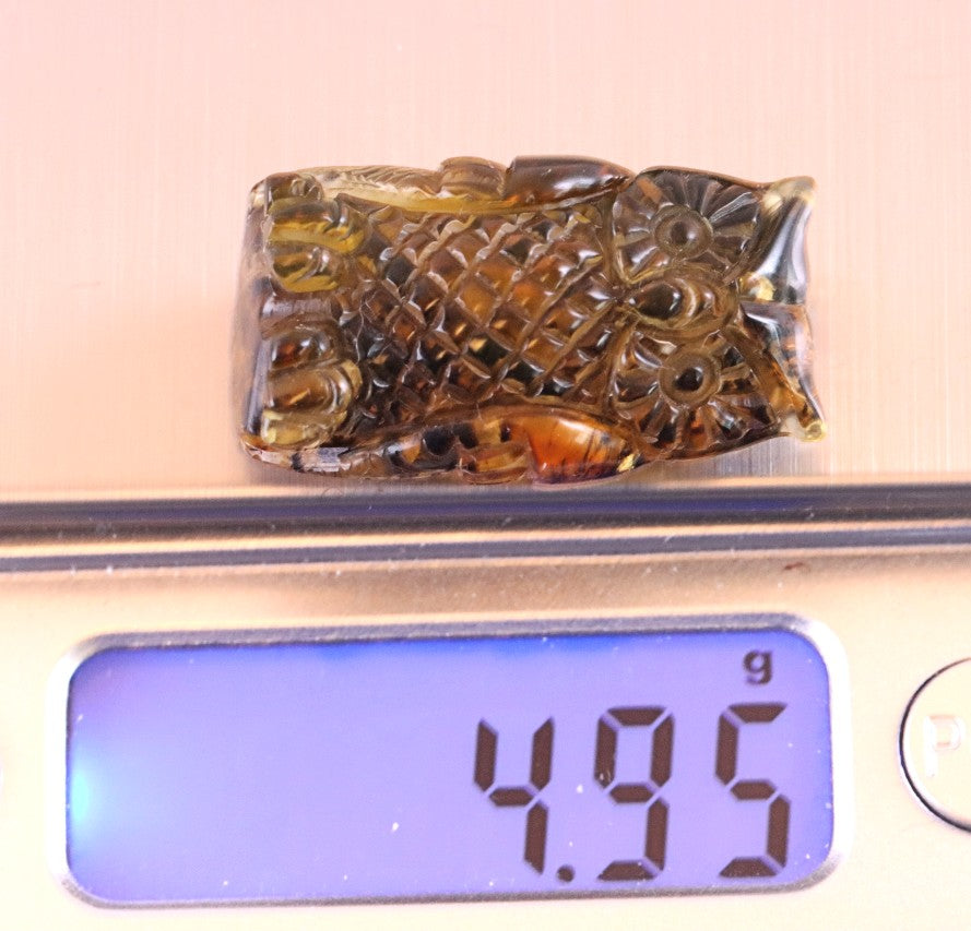 Hand Carved Baltic Amber Owl Figurine