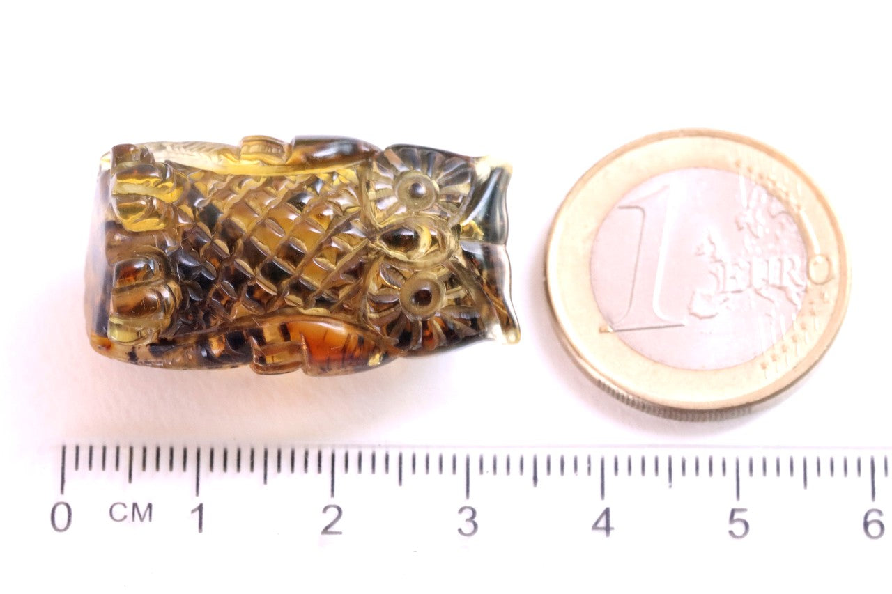 Hand Carved Baltic Amber Owl Figurine