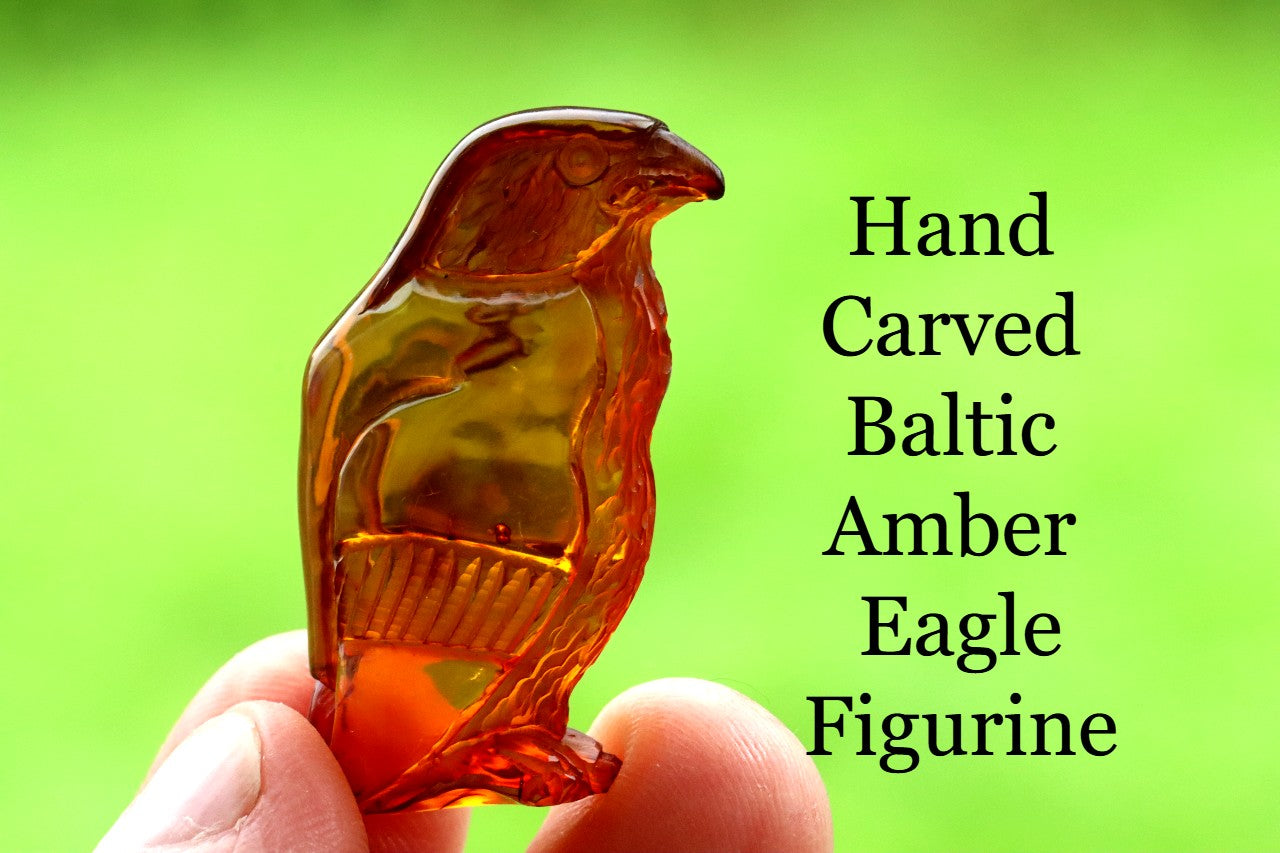 Hand Carved Baltic Amber Eagle Figurine