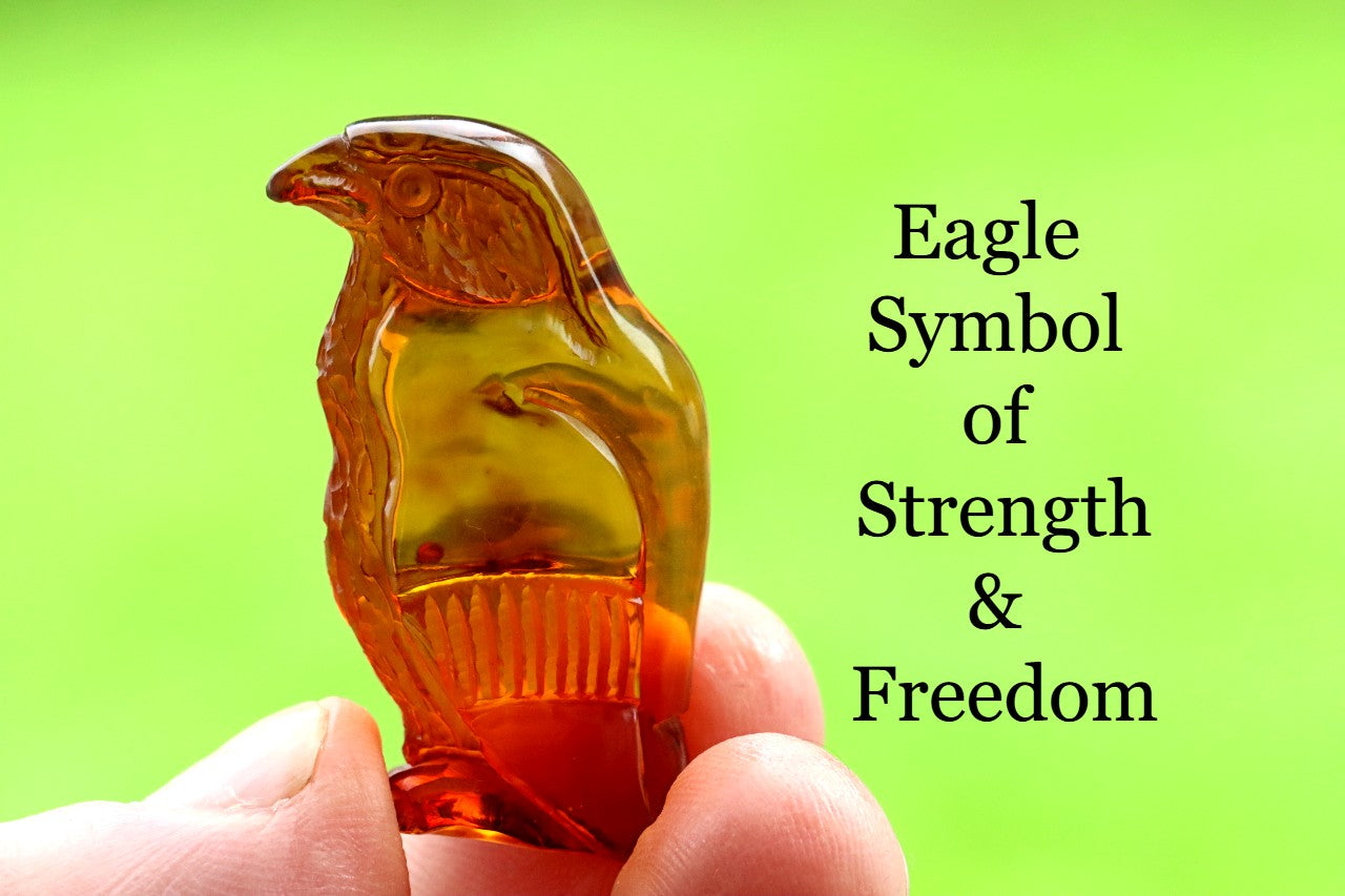 Hand Carved Baltic Amber Eagle Figurine