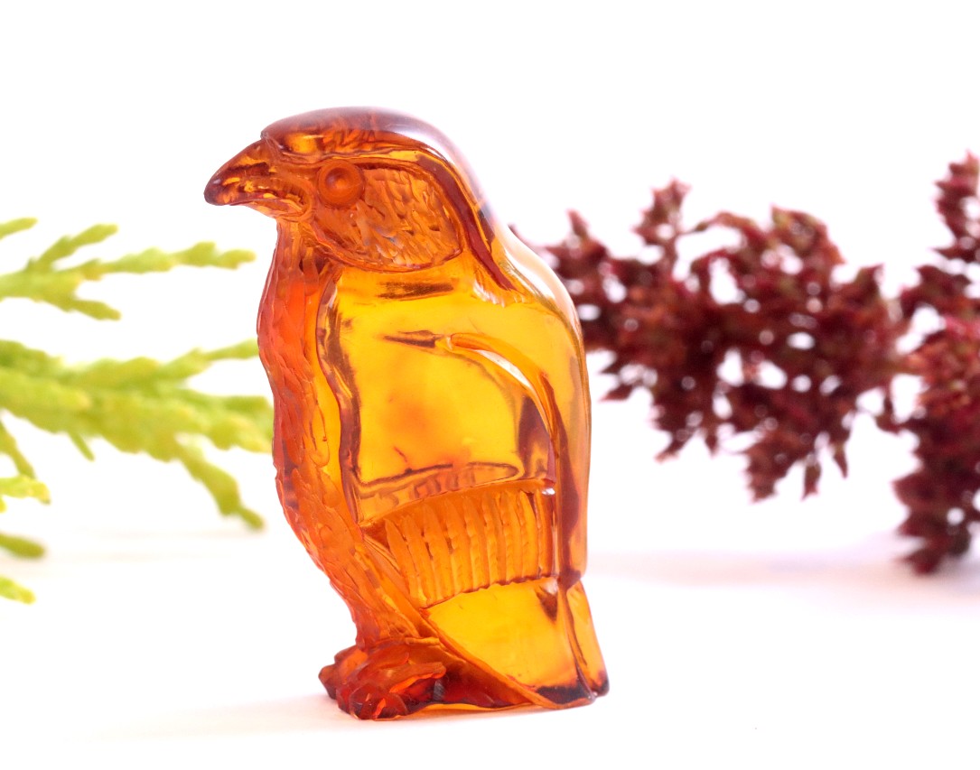Hand Carved Baltic Amber Eagle Figurine
