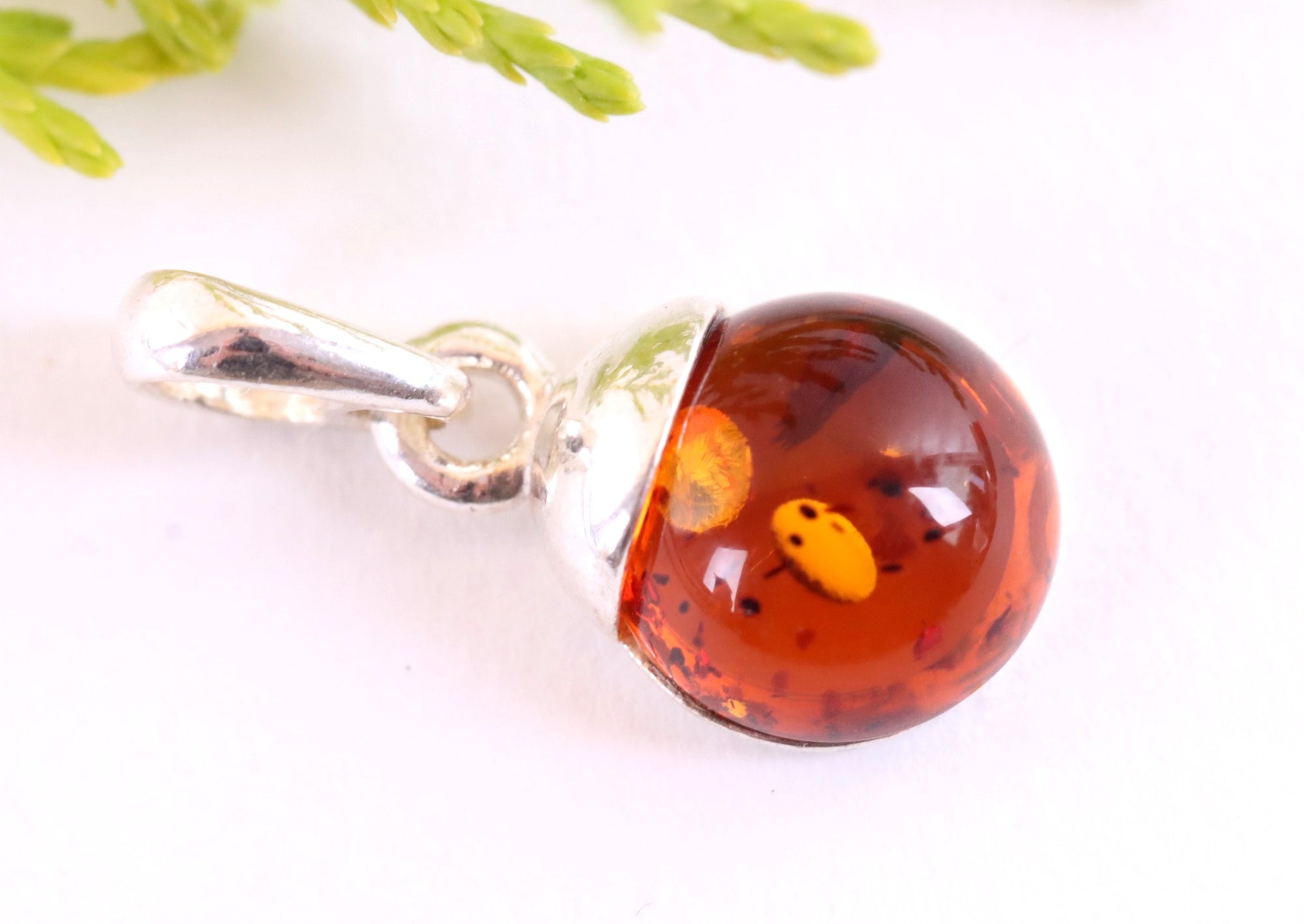 Sterling Silver Small Honey Amber Pendant