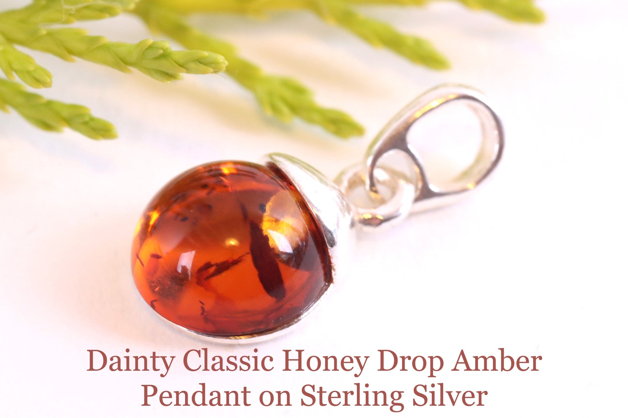 Sterling Silver Small Honey Amber Pendant