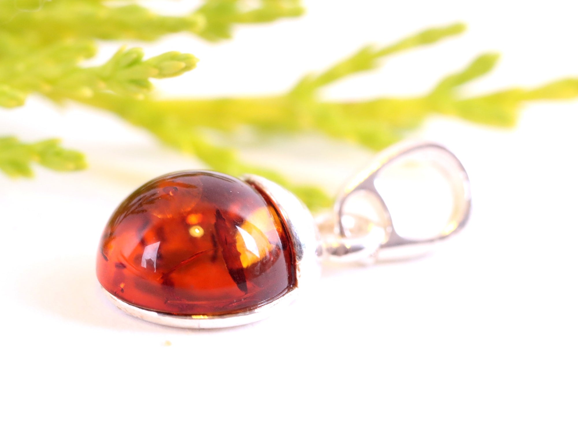 Sterling Silver Small Honey Amber Pendant