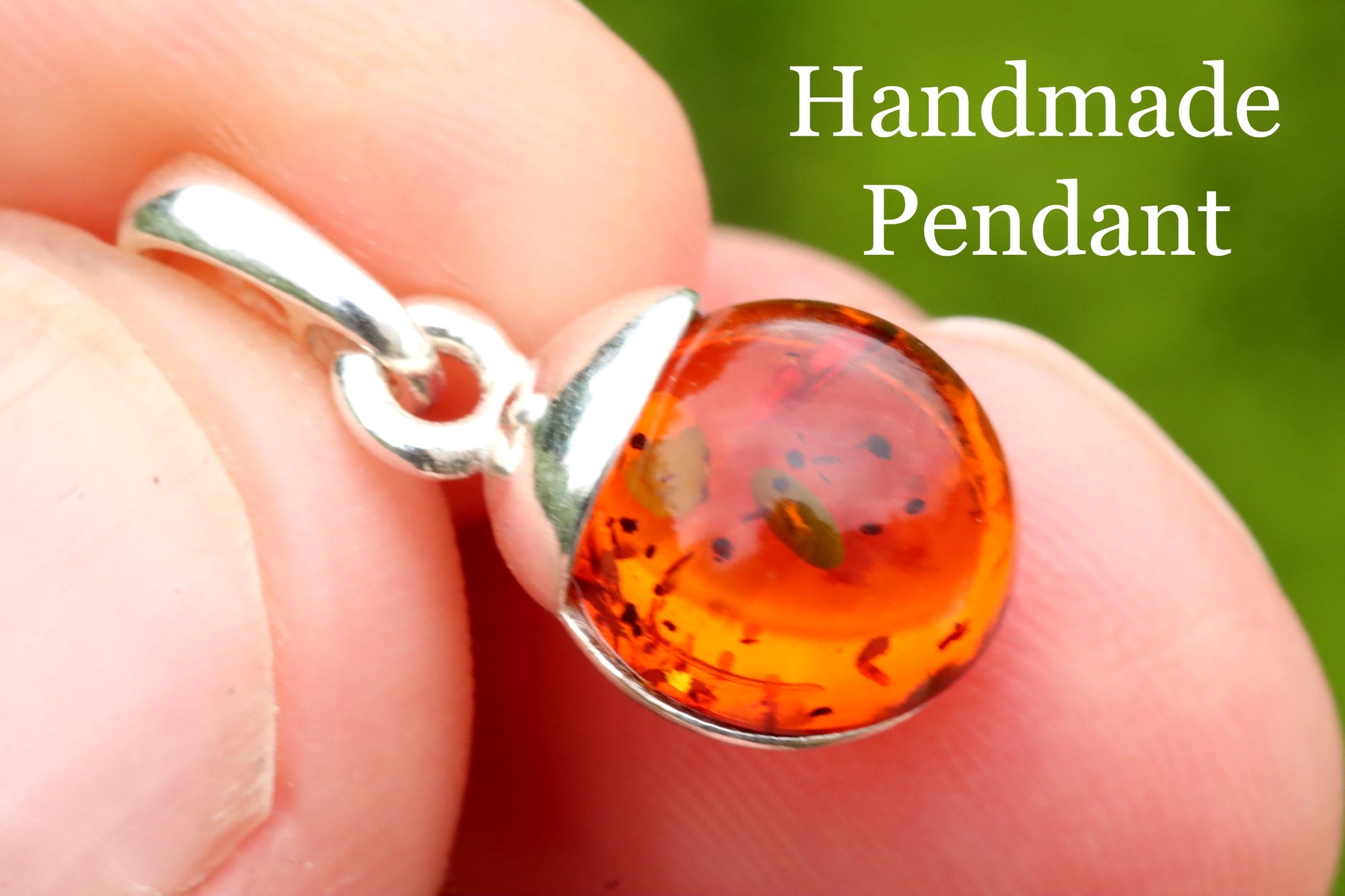 Sterling Silver Small Honey Amber Pendant