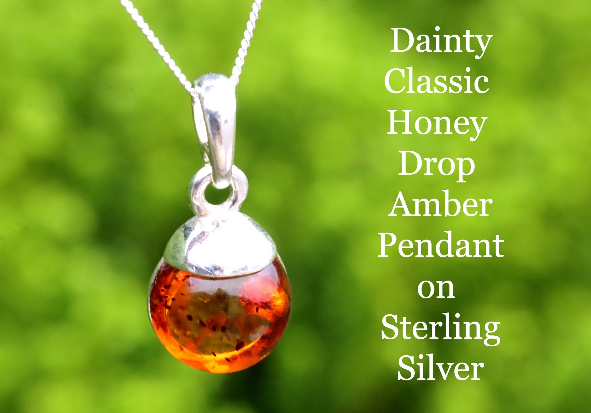 Sterling Silver Small Honey Amber Pendant