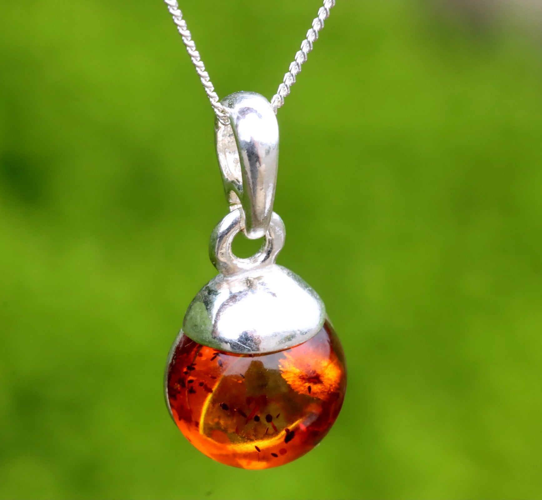 Sterling Silver Small Honey Amber Pendant