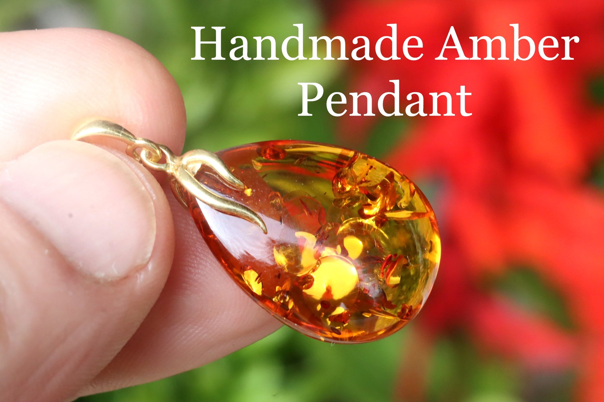 Amber Pendant on 925 Gold Plated Silver