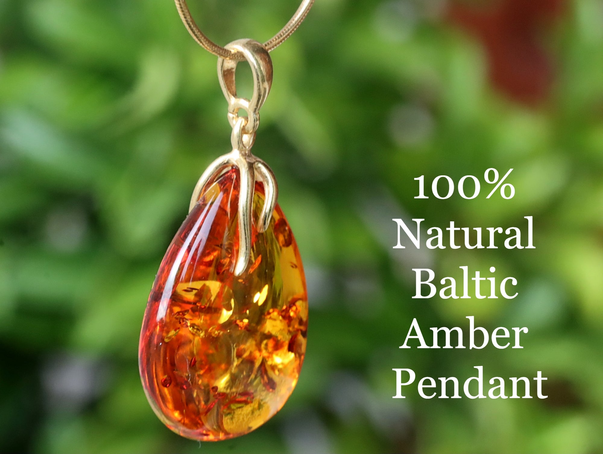 Amber Pendant on 925 Gold Plated Silver