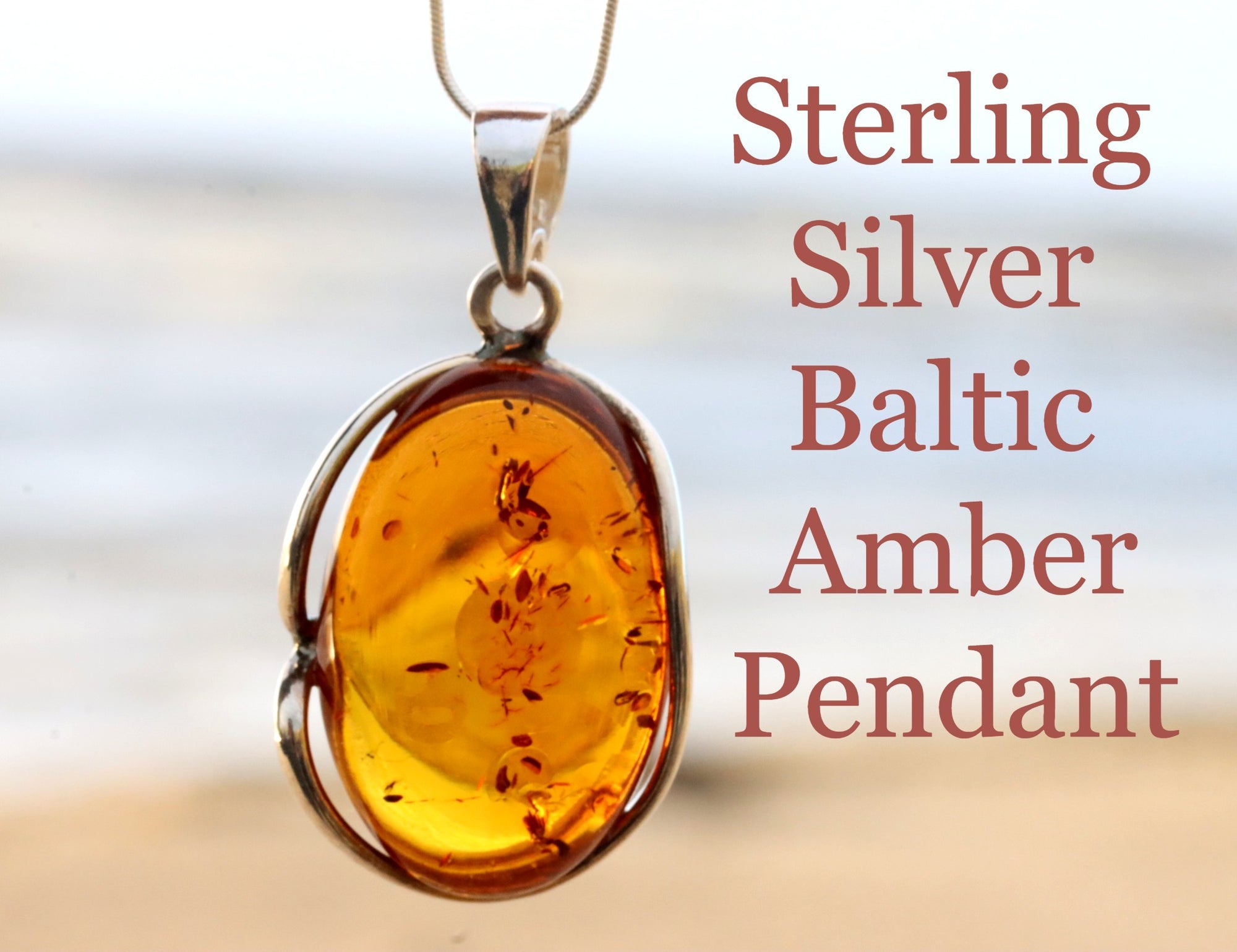 Sterling Silver Baltic Amber Pendant