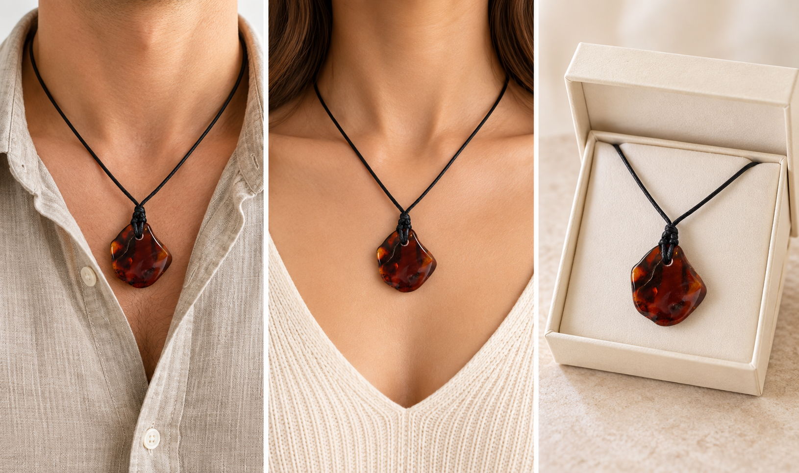 Natural Red Cherry Baltic Amber Amulet | Eco Jewelry
