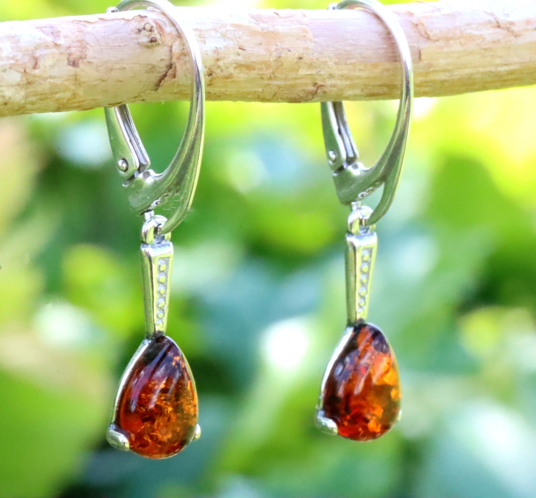 Drop Amber Earrings