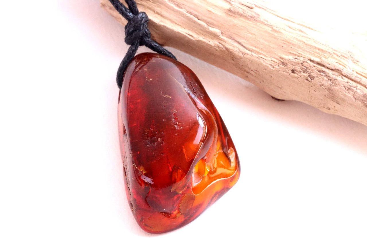 Amulet Necklace / Natural Amber Amulet Pendant