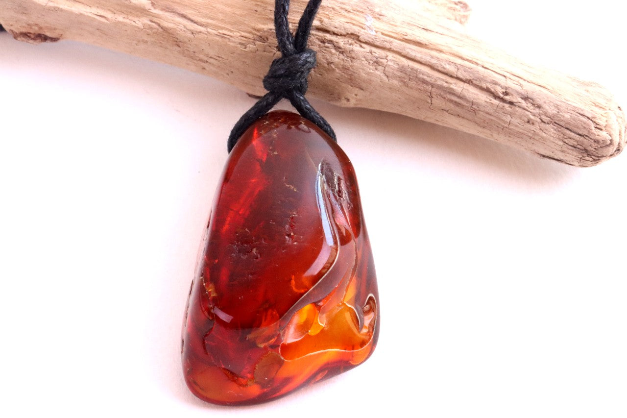 Amulet Necklace / Natural Amber Amulet Pendant