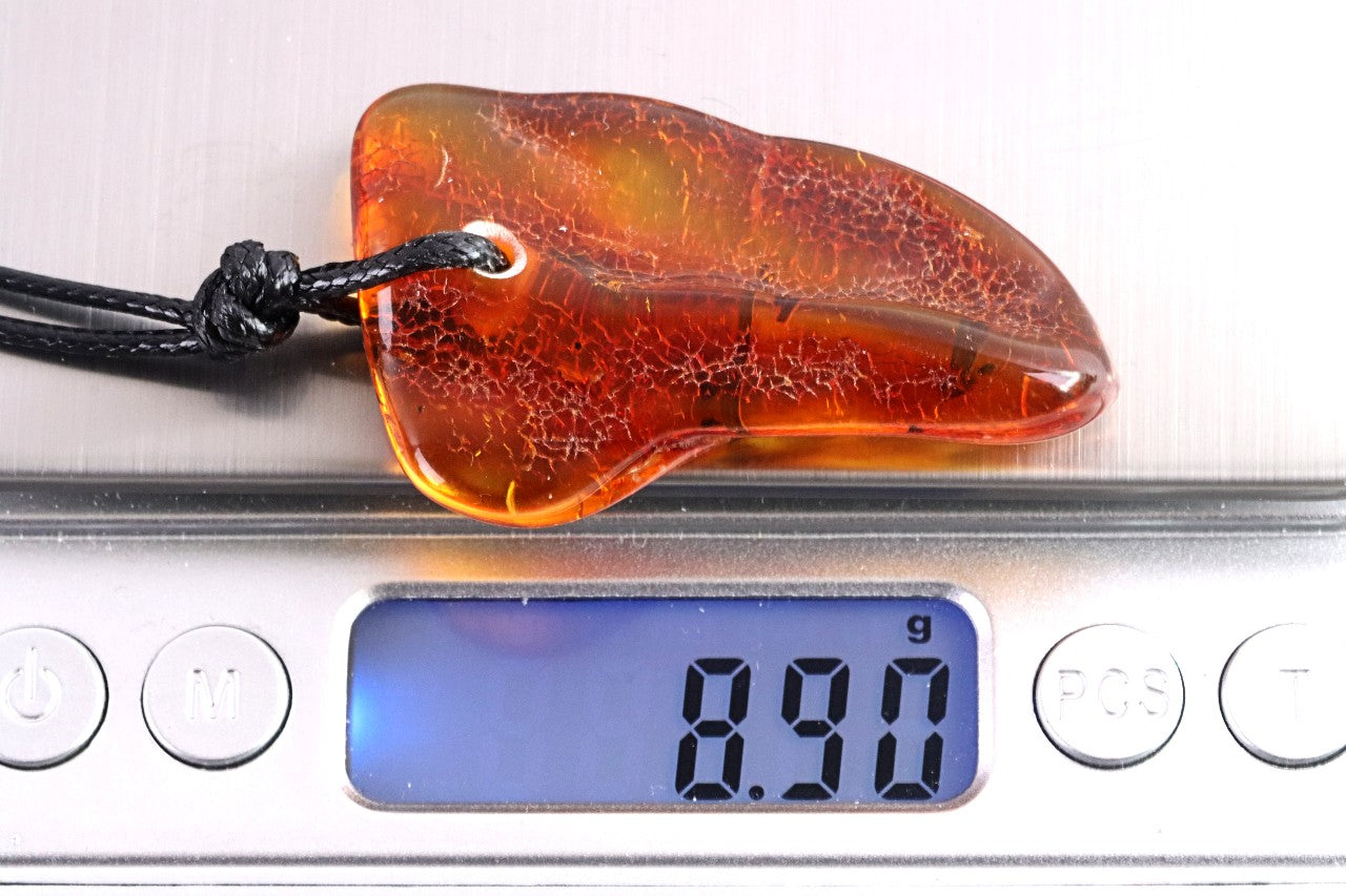 Amber Amulet with Natural Fossilised Tree Branch Inclusion