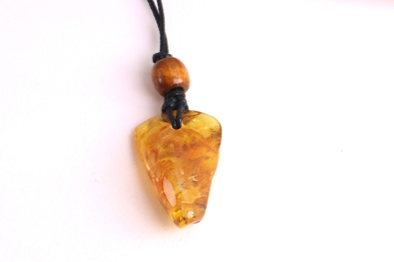 A unique Baltic amber amulet pendant featuring a fascinating insect inclusion