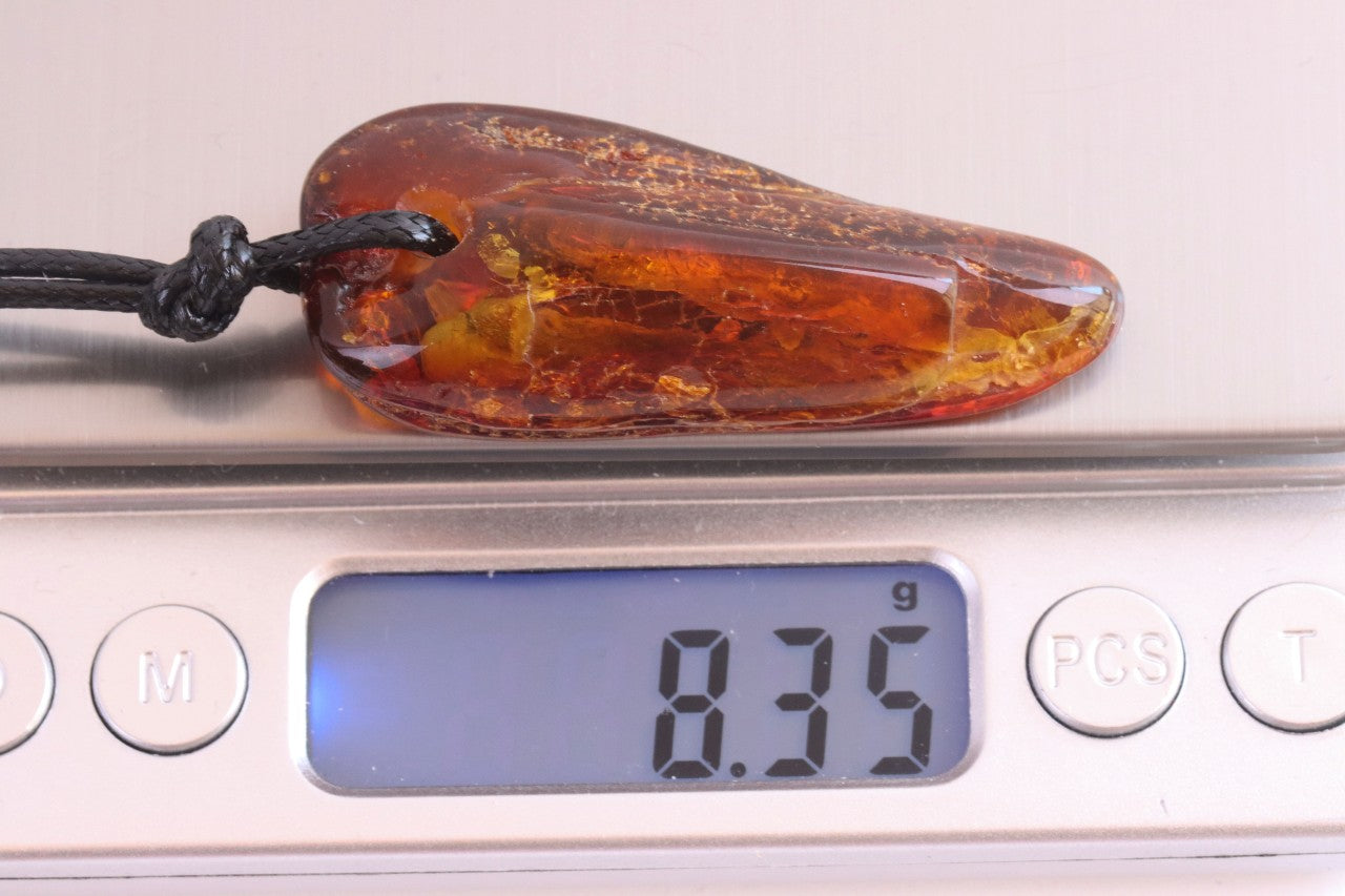 Natural Amber Amulet with Adjustable Cord + FREE Extra Pendant!