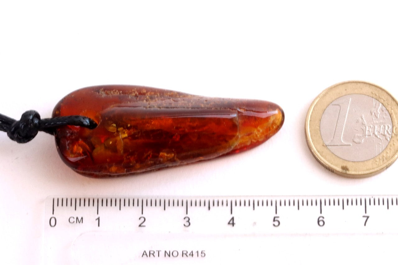 Natural Amber Amulet with Adjustable Cord + FREE Extra Pendant!