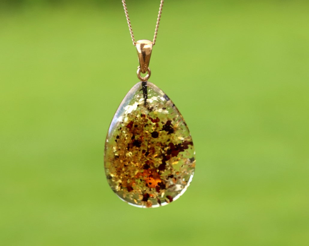One-of-a-Kind Baltic Amber Drop Pendant on Gold Plated Sterling Silver