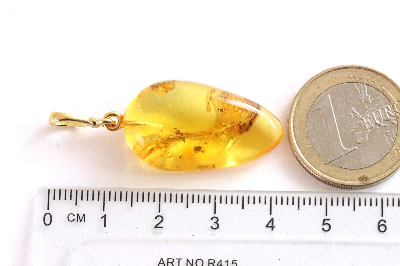 Gold-Plated Baltic Amber Pendant with Insect Inclusion