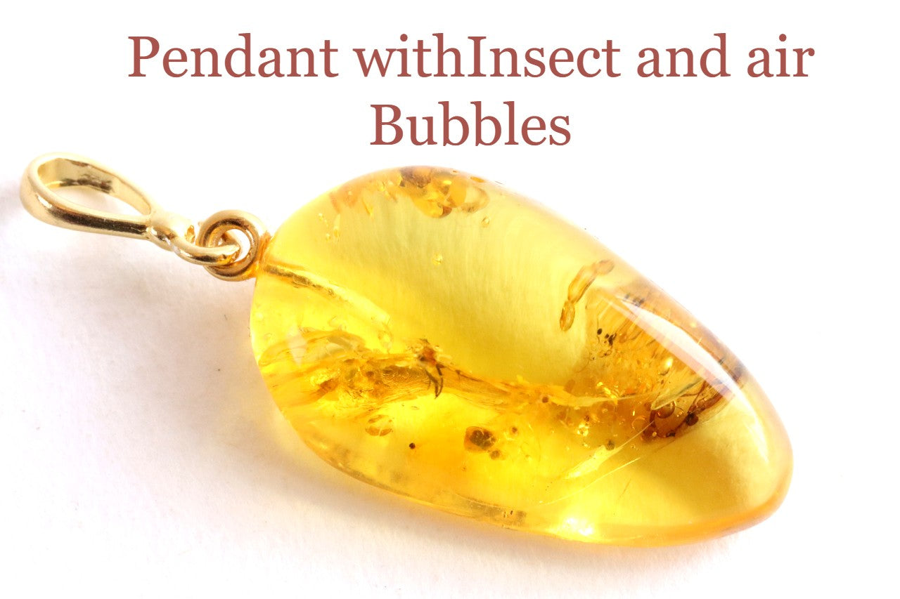 Gold-Plated Baltic Amber Pendant with Insect Inclusion