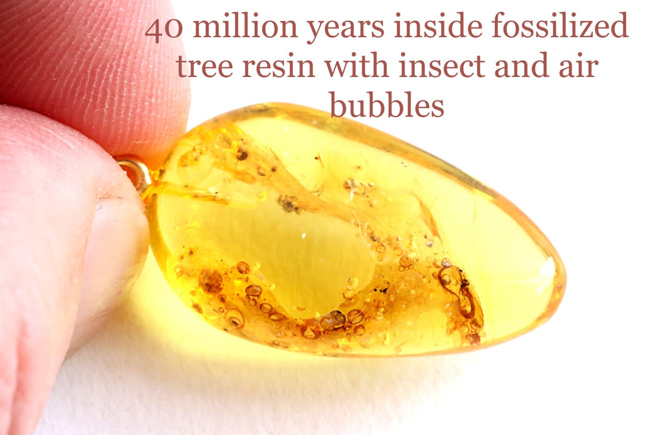 Gold-Plated Baltic Amber Pendant with Insect Inclusion