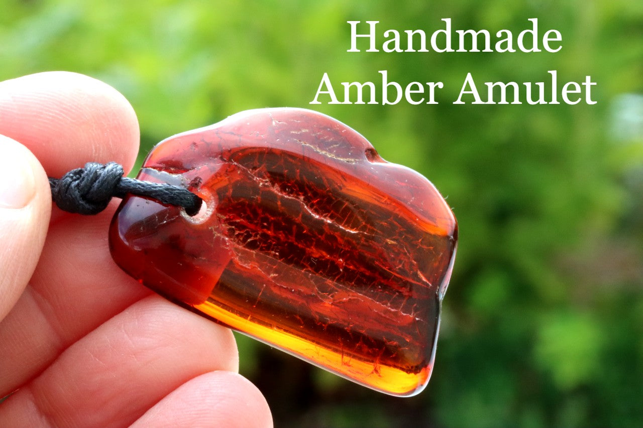 Natural Handmade Amber Amulet Pendant