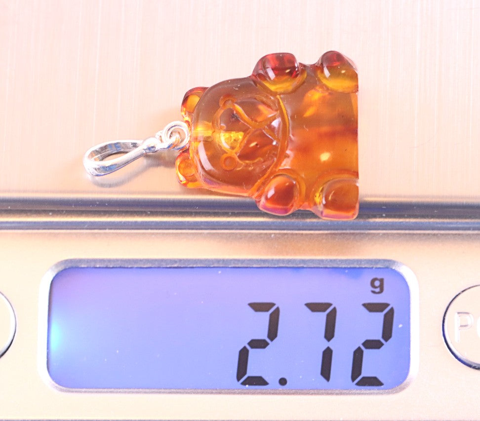 Adorable Hand Carved Teddy Bear Pendant