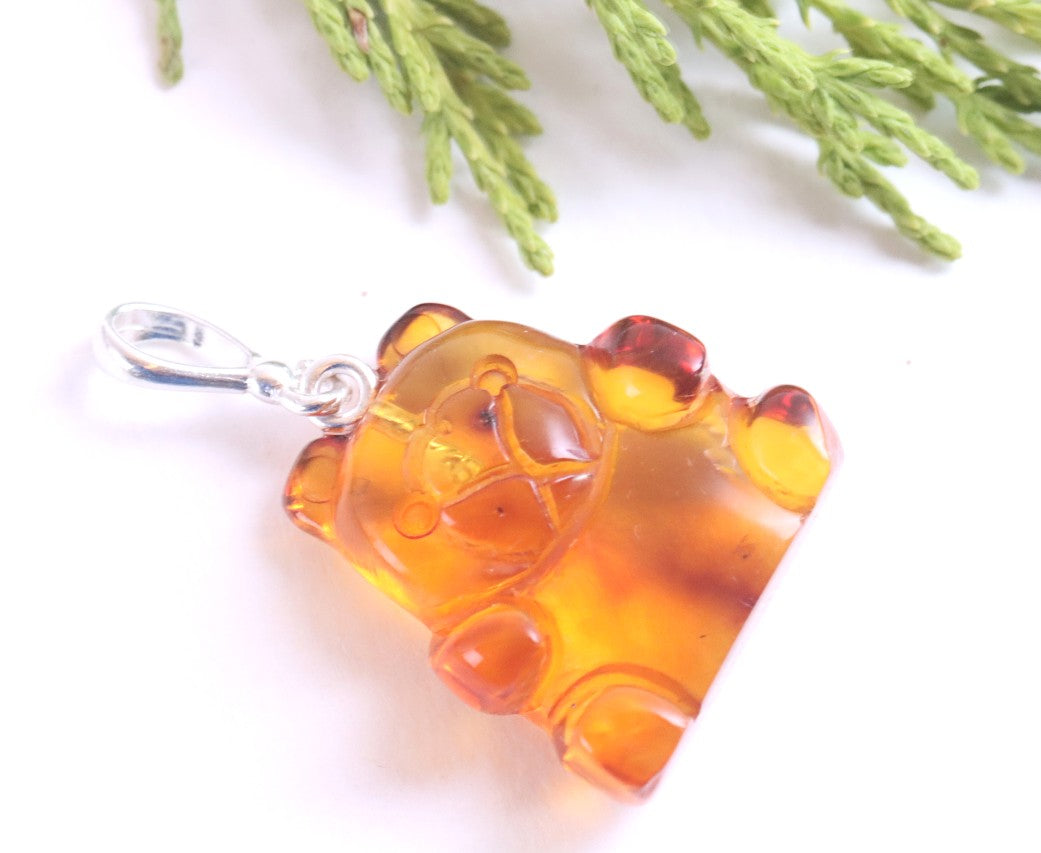 Adorable Hand Carved Teddy Bear Pendant