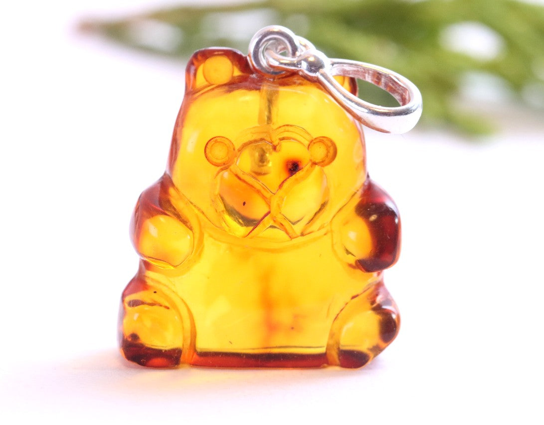 Adorable Hand Carved Teddy Bear Pendant