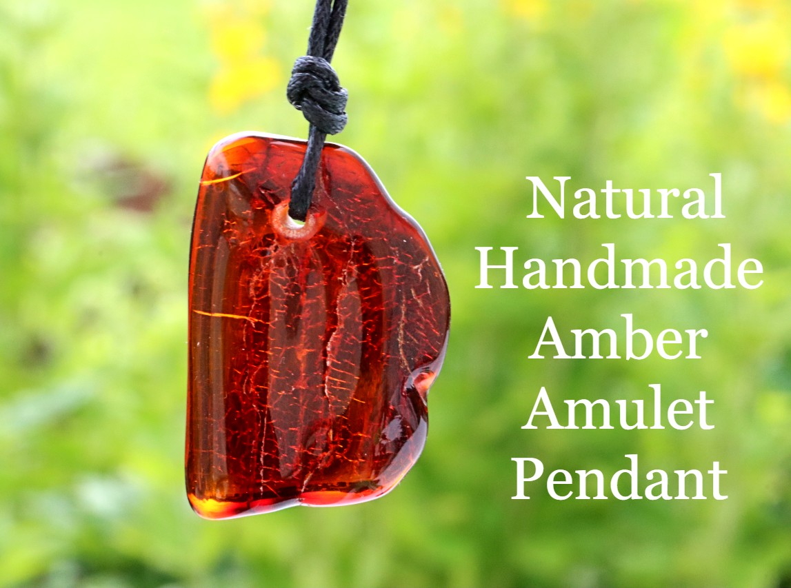 Natural Handmade Amber Amulet Pendant