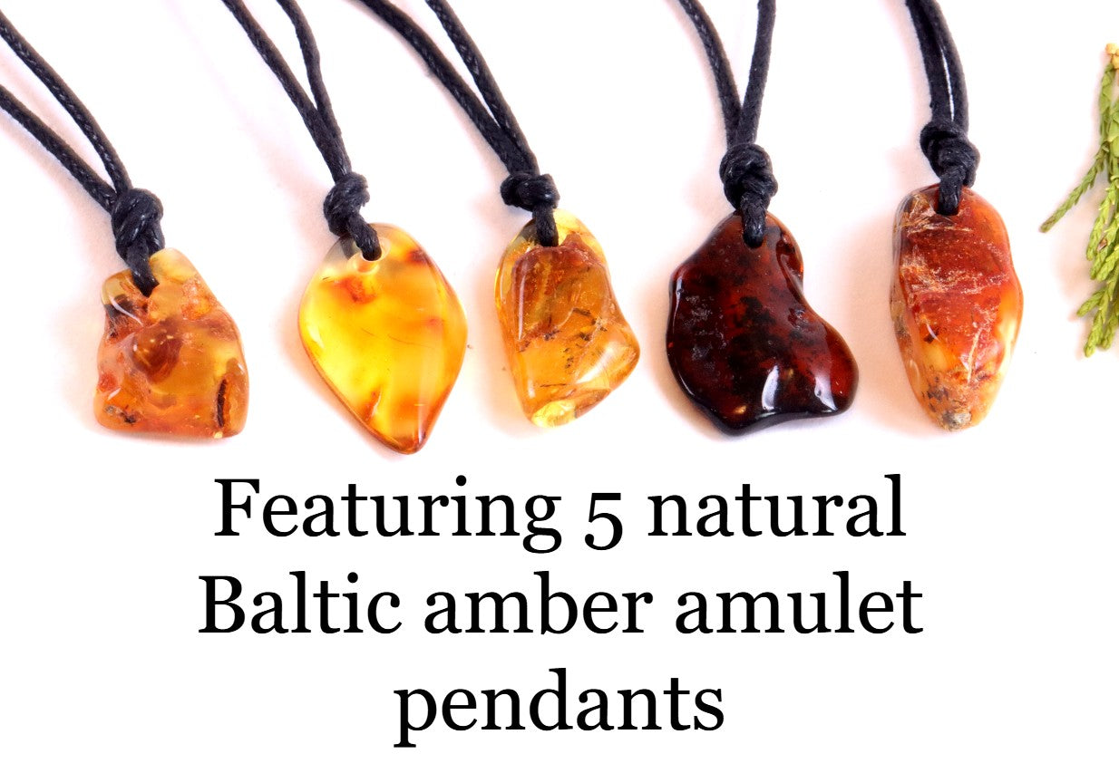 Family Gift Set – 5 Natural Baltic Amber Pendants