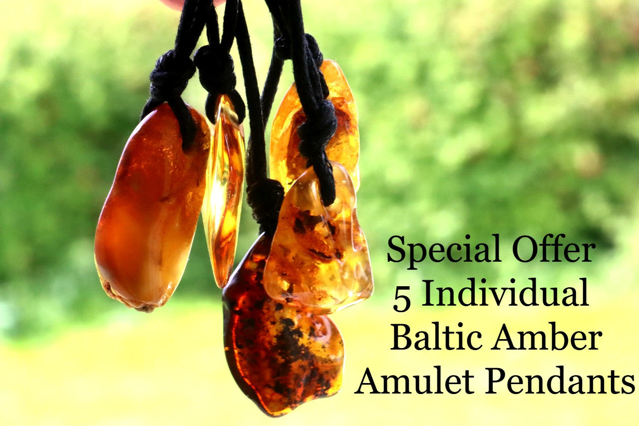 Family Gift Set – 5 Natural Baltic Amber Pendants