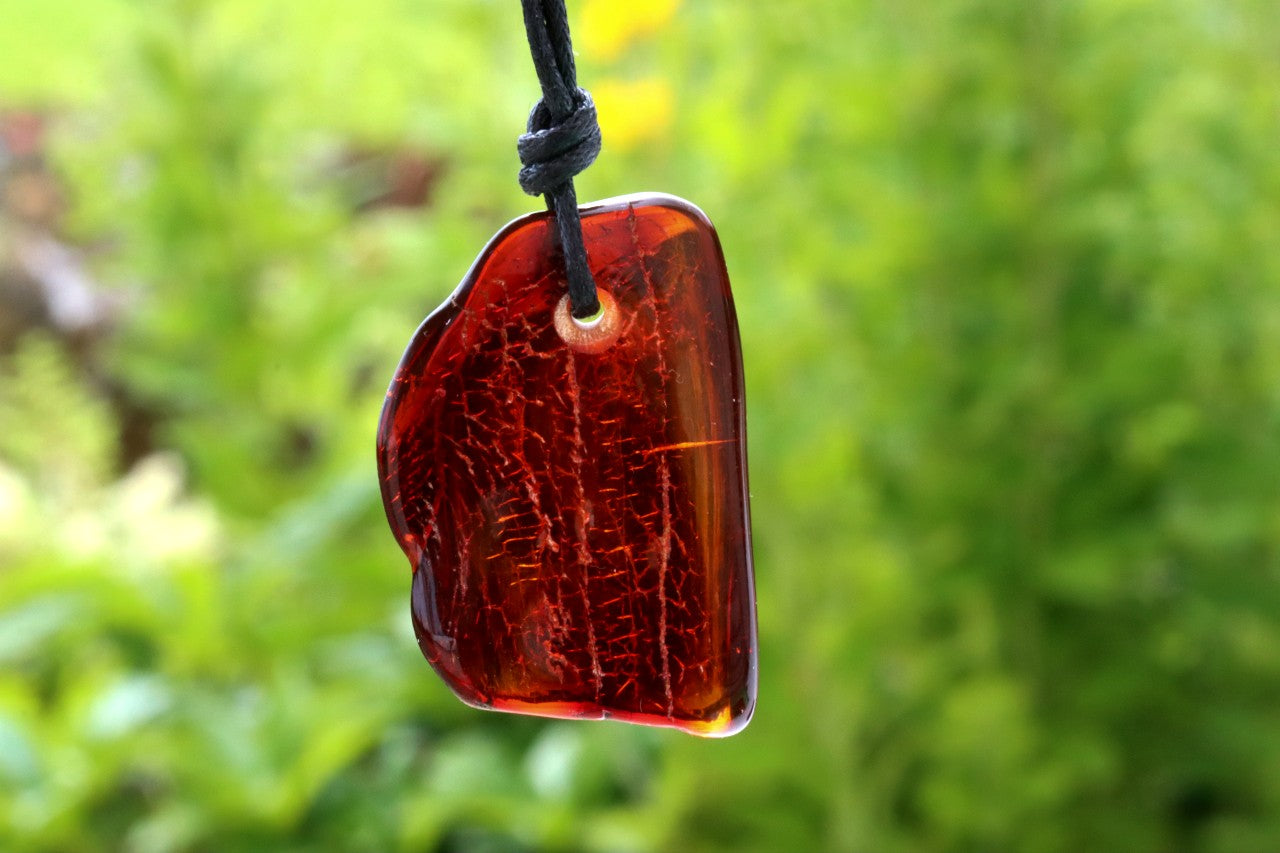 Natural Handmade Amber Amulet Pendant
