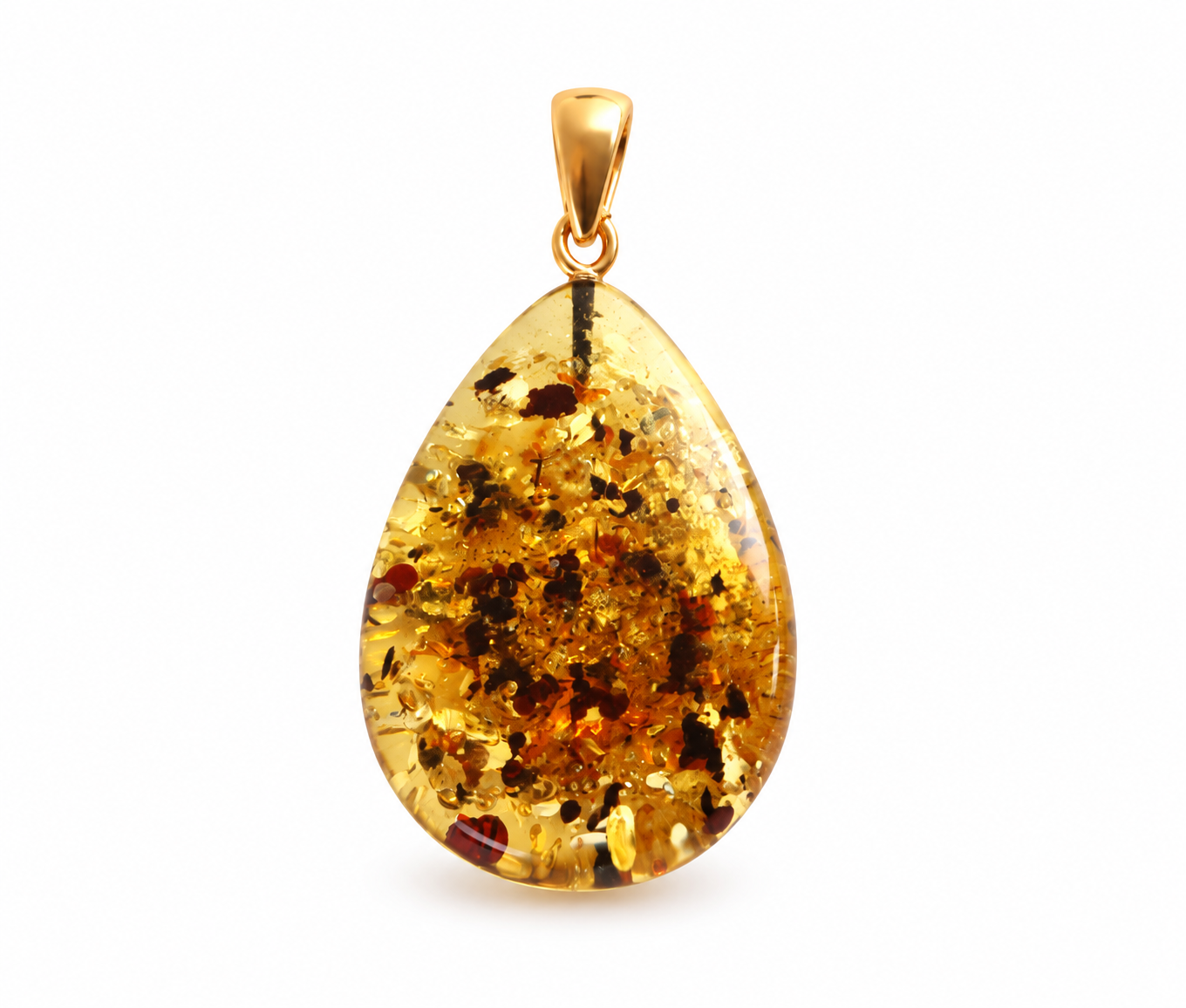One-of-a-Kind Baltic Amber Drop Pendant on Gold Plated Sterling Silver