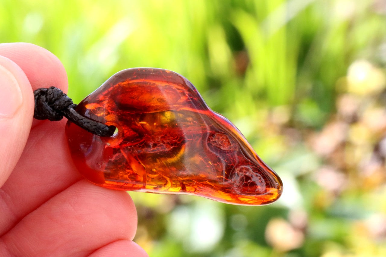 Amber Gemstone Amulet Pendant Necklace