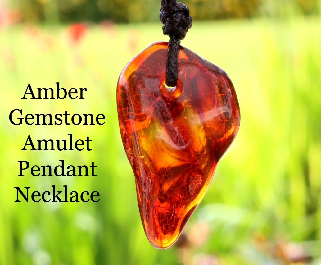 Amber Gemstone Amulet Pendant Necklace