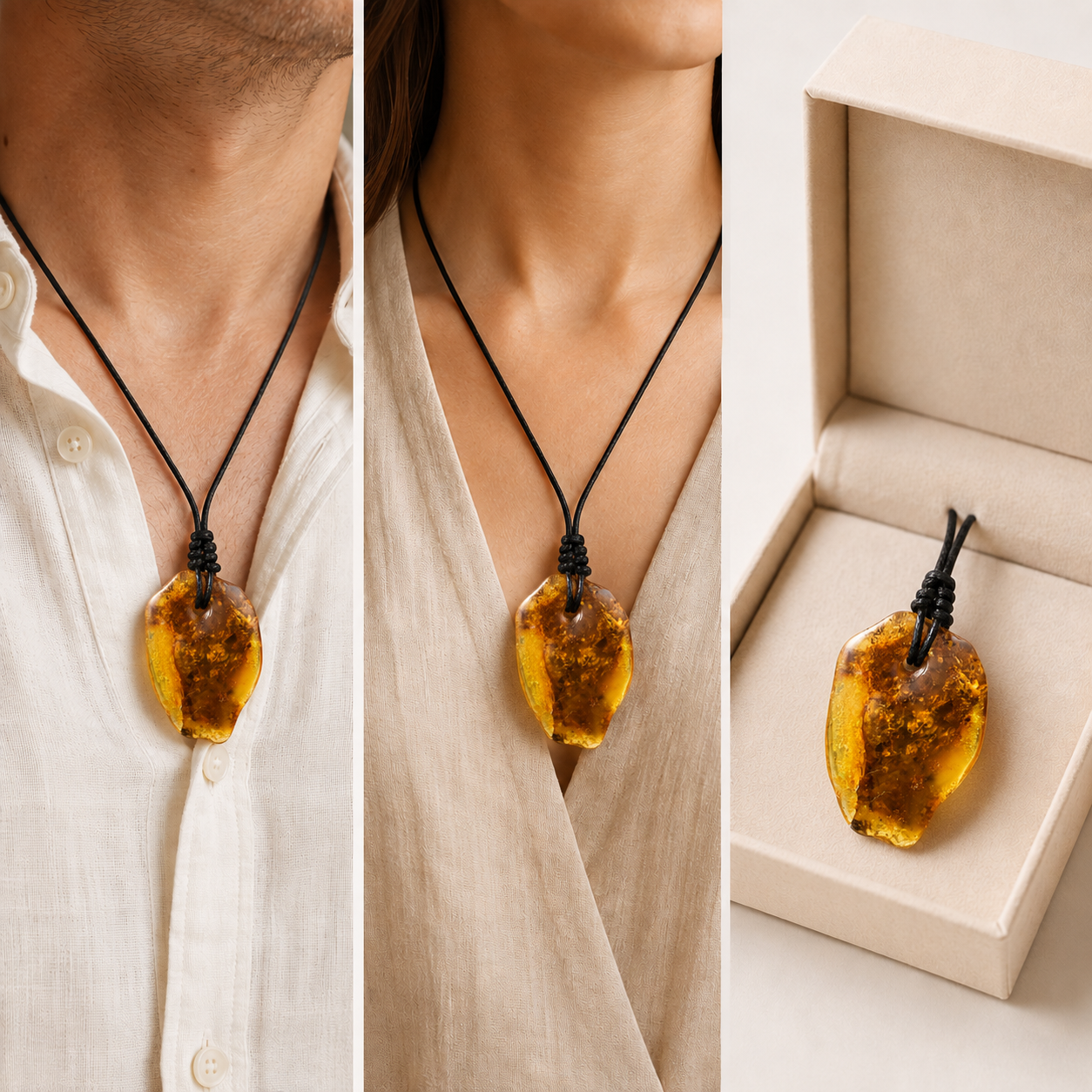 Handmade One-of-a-Kind Large Natural Amber Amulet