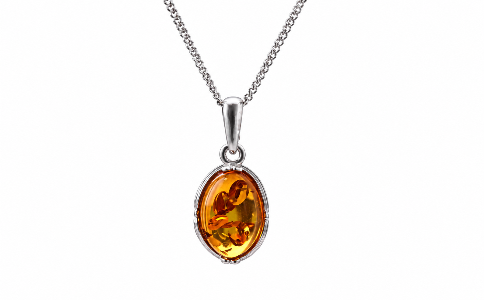 Dainty Classic Baltic Amber Pendant – Honey Gem on 925 Sterling Silver