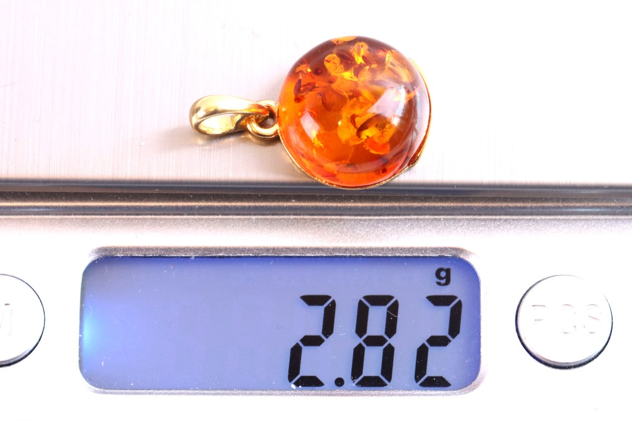 New ! Honey Baltic Amber Pendant on 925 Gold Plated Silver